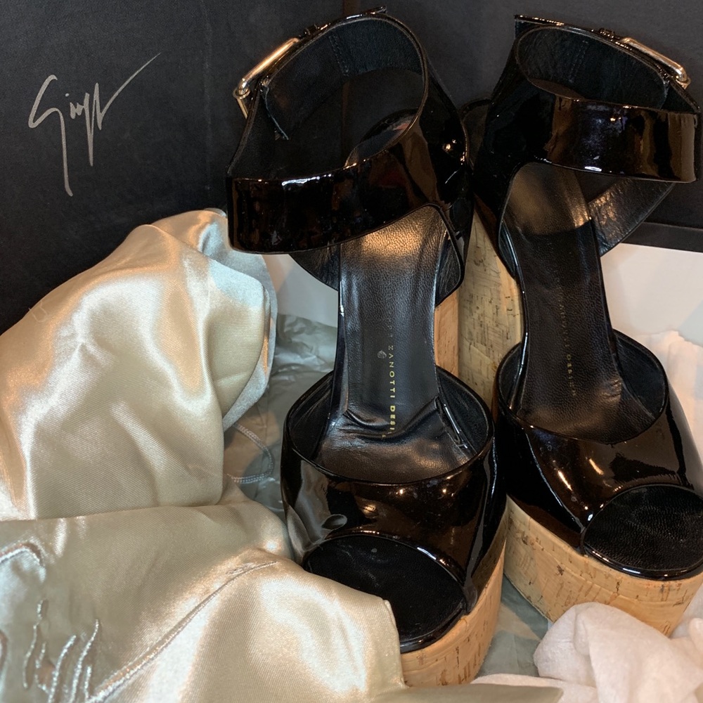 Authentic Giuseppe Zanotti Cork Heel Wedge Sandals